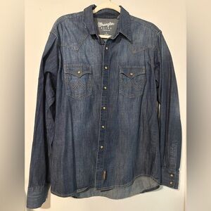 Men’s Wrangler Retro Premium Denim Long Sleeve Button Up